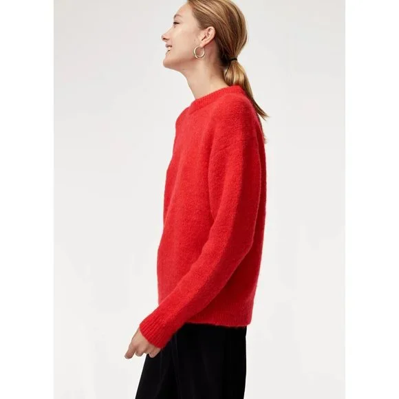 Aritzia BABATON Calvin Camel Tan Mohair Alpaca Knit Crew Neck Sweater, Size M - Picture 14 of 16